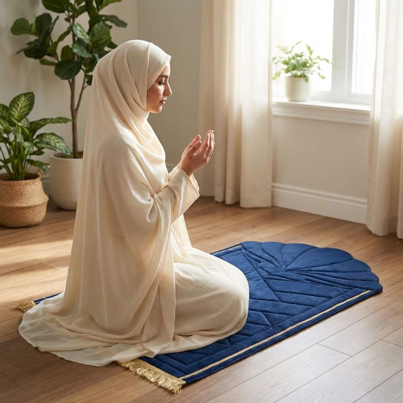 Luxury Navy Blue Prayer Mat