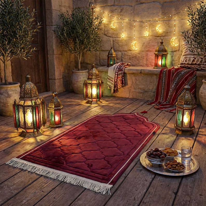 Luxury Maroon Prayer Mat